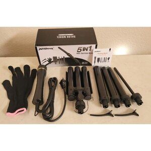 New 5 in 1 Wand Curling Iron, Hair Curling Wand Set with 3 Barrel Hair